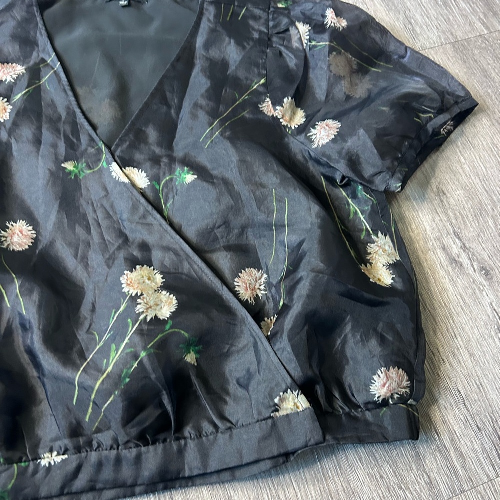 Madewell Black Floral Wrap Blouse - Picture 5 of 12